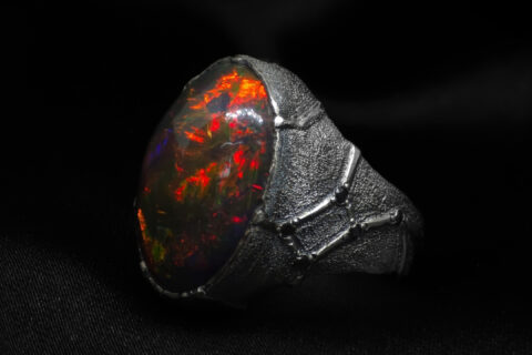 Black Opal Ring: Custom Design with Constellation Details